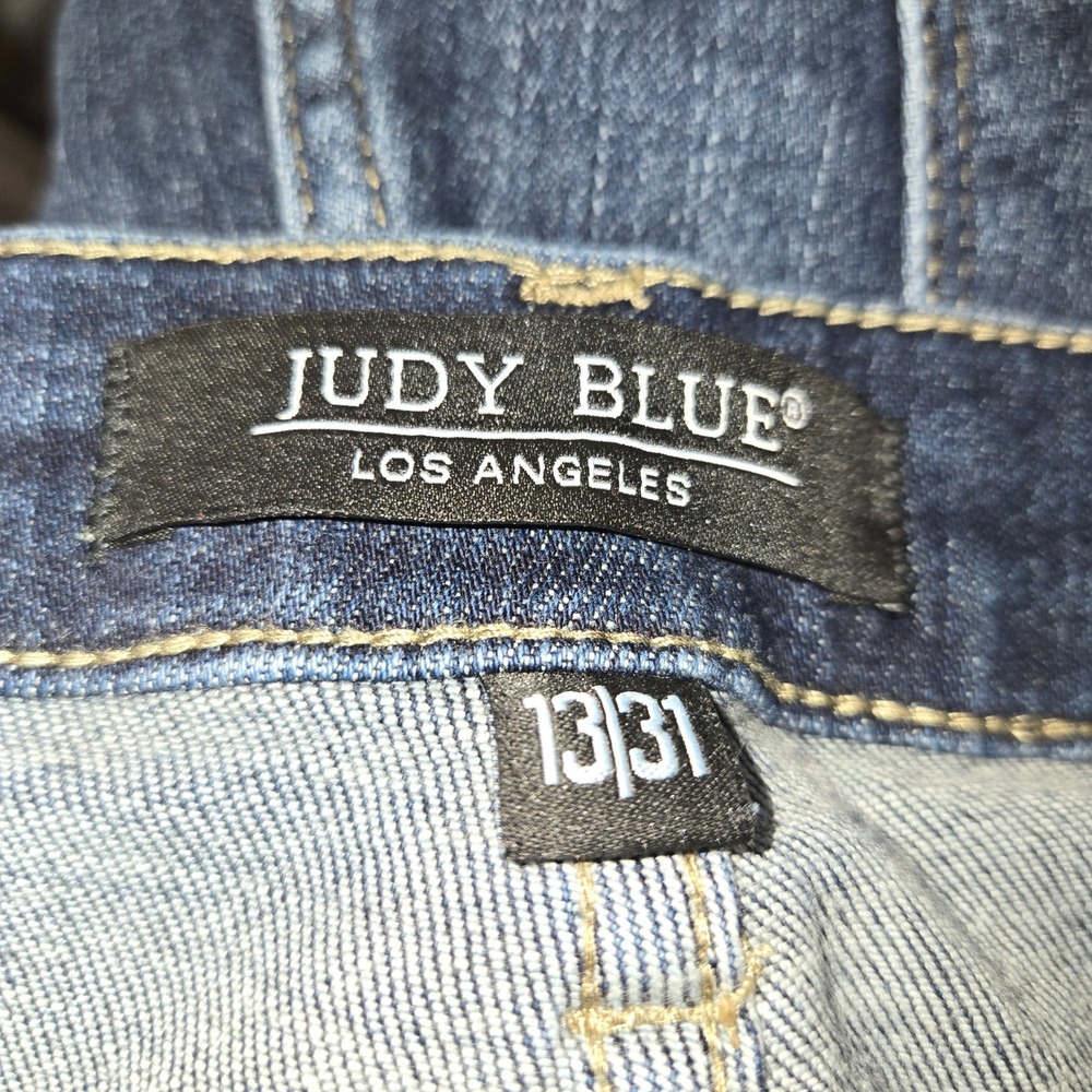 Judy Blue Skinny Fit Dark Wash Distressed Raw Hem Jeans JB88417 Size 13/31 - Picture 6 of 9